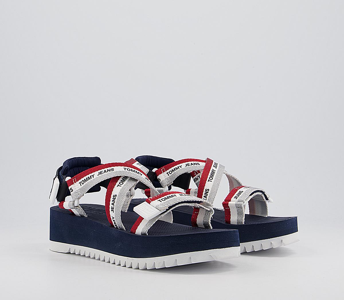 Tommy HilfigerLurex Strappy SandalsTwilight Navy Red White