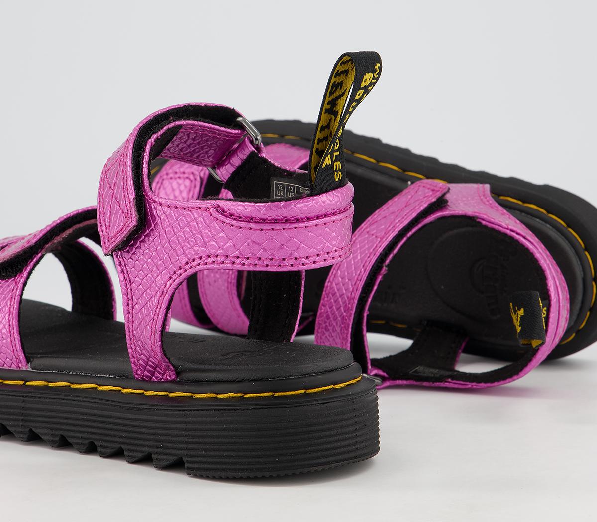 Dr. Martens Klaire Junior Sandals Dr. Martens Klaire Junior Sandals Pink Reptile Emboss