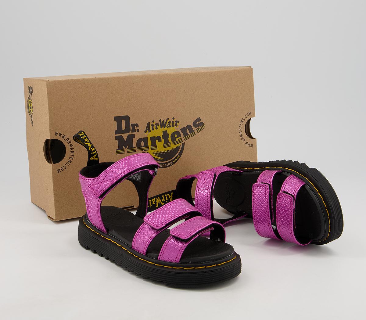 Dr. Martens Klaire Junior Sandals Dr. Martens Klaire Junior Sandals Pink Reptile Emboss