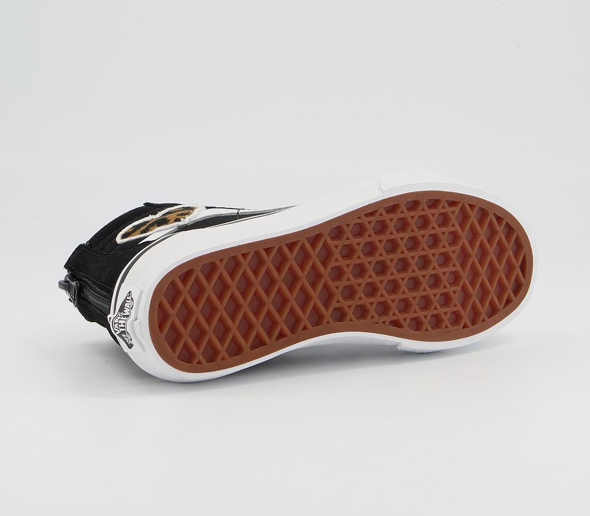 Vans Sk8 Hi Zip Kids Trainers Vans Sk8 Hi Zip Kids Trainers Leopard Heart Black