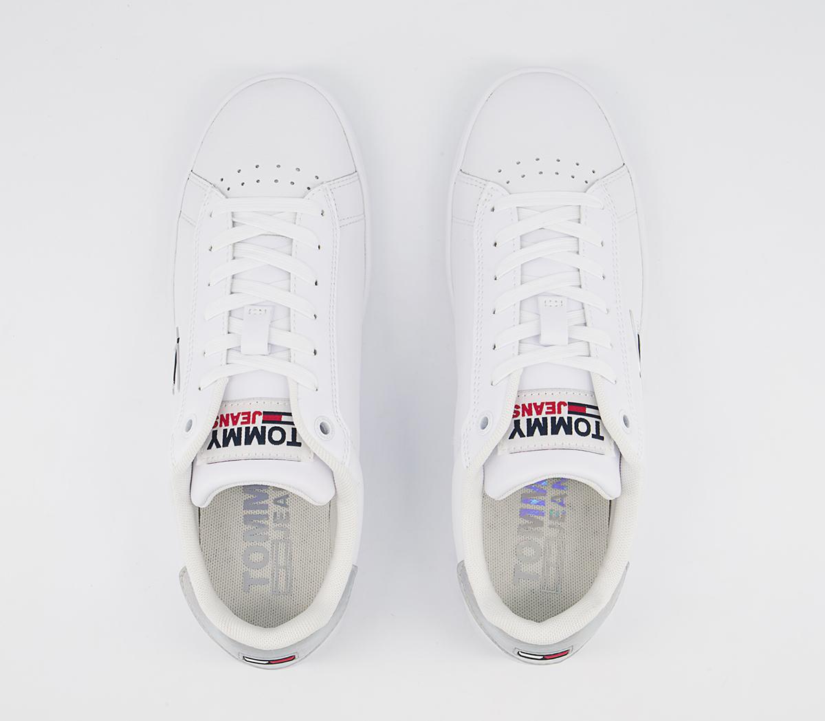 Tommy Hilfiger Leather Cupsole Trainers Tommy Hilfiger Leather Cupsole Trainers Iridescent White