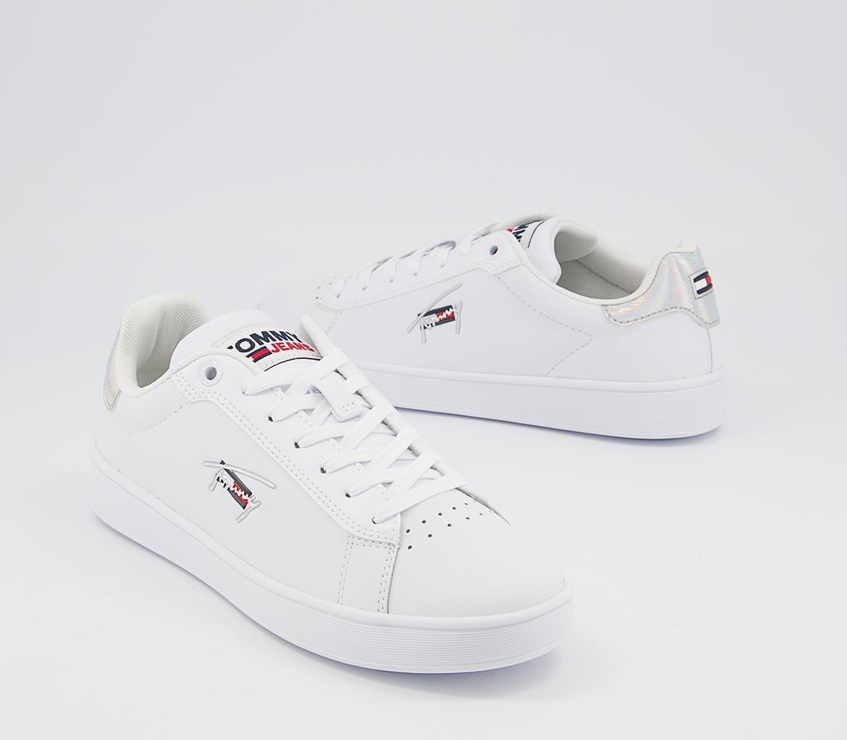 Tommy Hilfiger Leather Cupsole Trainers Tommy Hilfiger Leather Cupsole Trainers Iridescent White
