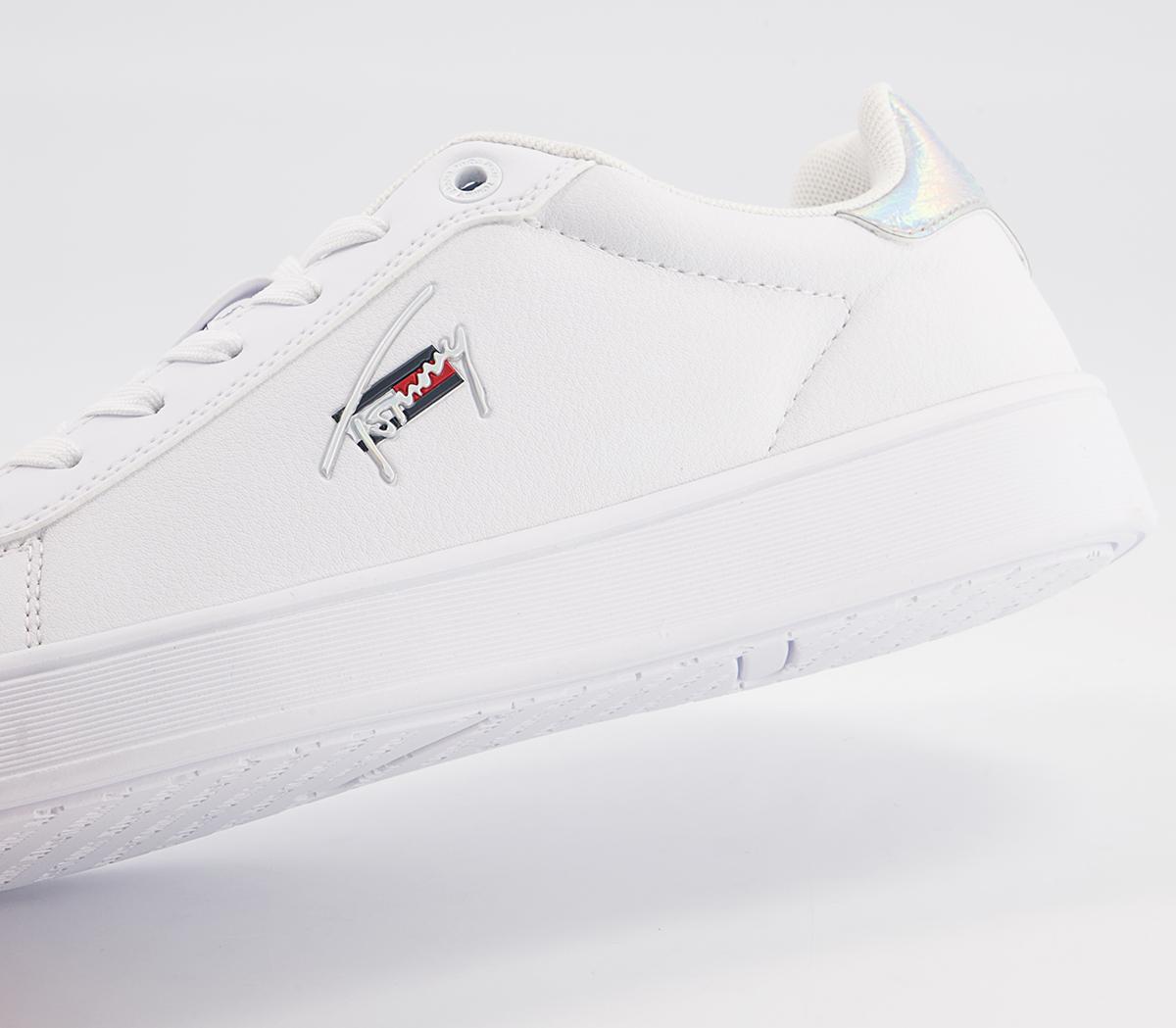 Tommy Hilfiger Leather Cupsole Trainers Tommy Hilfiger Leather Cupsole Trainers Iridescent White