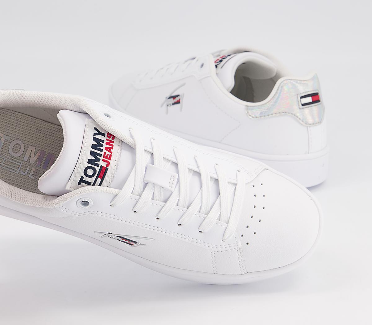 Tommy Hilfiger Leather Cupsole Trainers Tommy Hilfiger Leather Cupsole Trainers Iridescent White