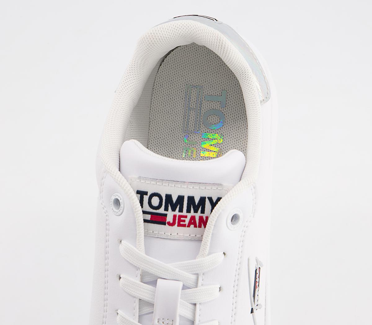 Tommy Hilfiger Leather Cupsole Trainers Tommy Hilfiger Leather Cupsole Trainers Iridescent White