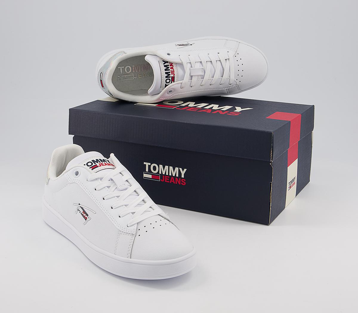Tommy Hilfiger Leather Cupsole Trainers Tommy Hilfiger Leather Cupsole Trainers Iridescent White