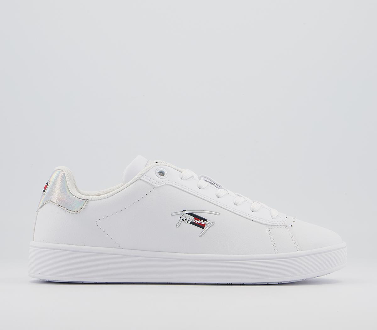Tommy Hilfiger Leather Cupsole Trainers Tommy Hilfiger Leather Cupsole Trainers Iridescent White
