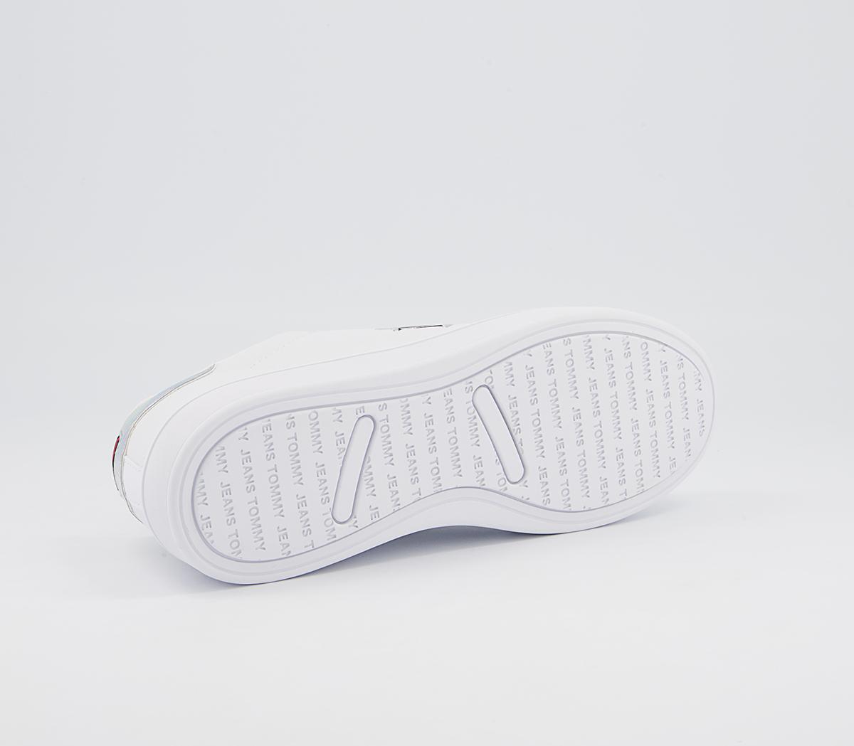 Tommy Hilfiger Leather Cupsole Trainers Tommy Hilfiger Leather Cupsole Trainers Iridescent White