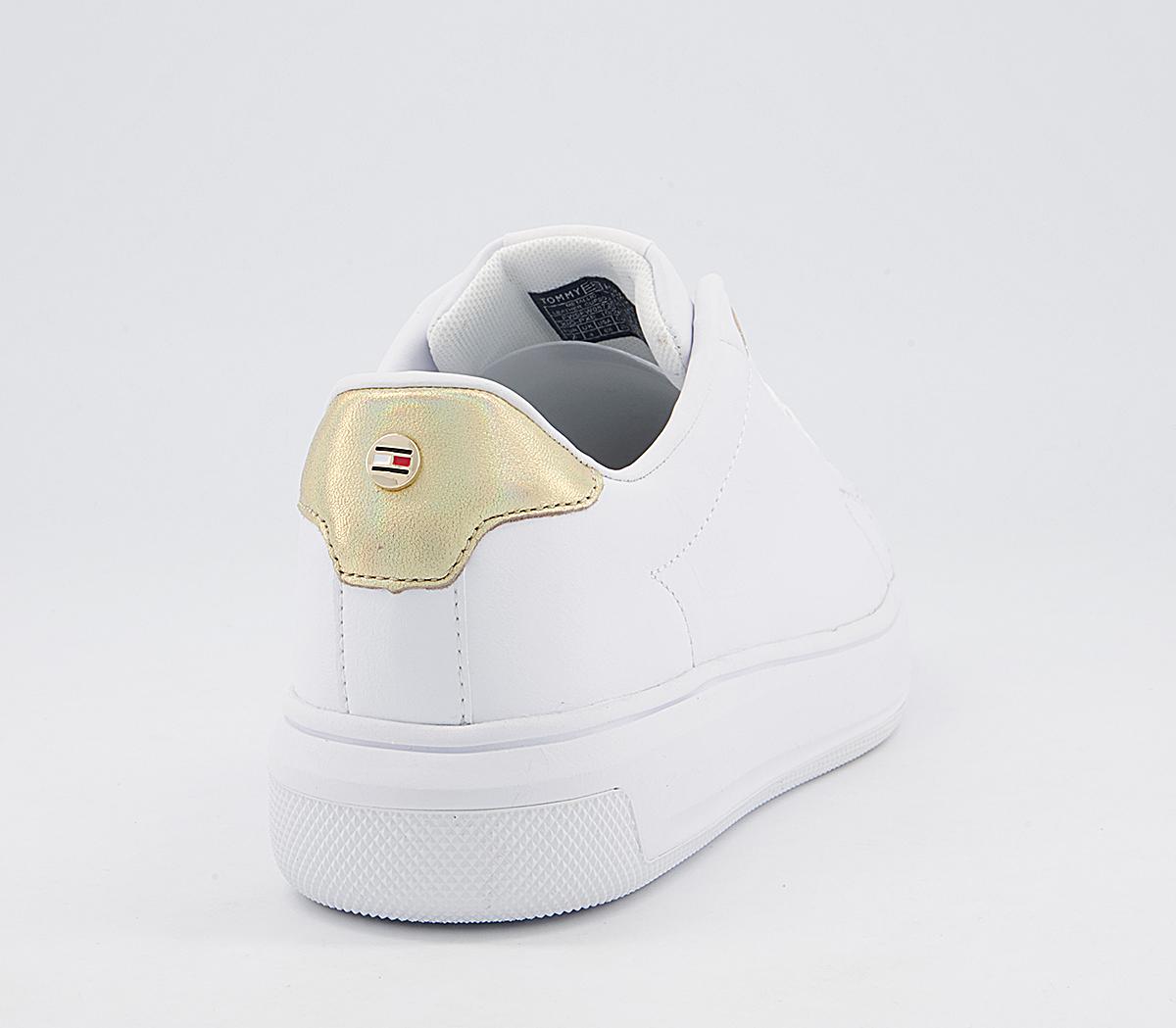 Tommy Hilfiger Leather Cupsole Trainers Tommy Hilfiger Leather Cupsole Trainers Metallic White Gold