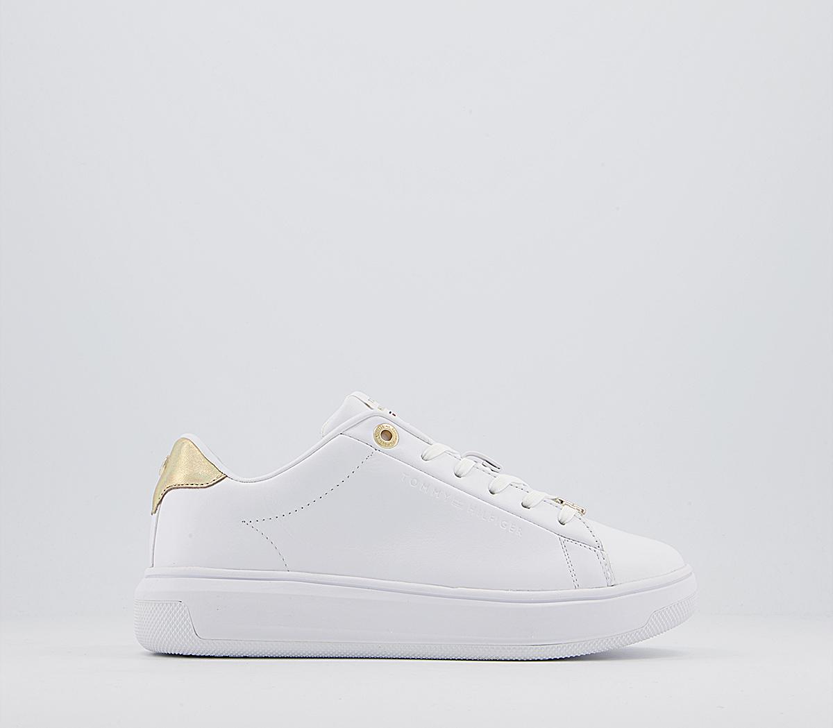 Tommy Hilfiger Leather Cupsole Trainers Tommy Hilfiger Leather Cupsole Trainers Metallic White Gold
