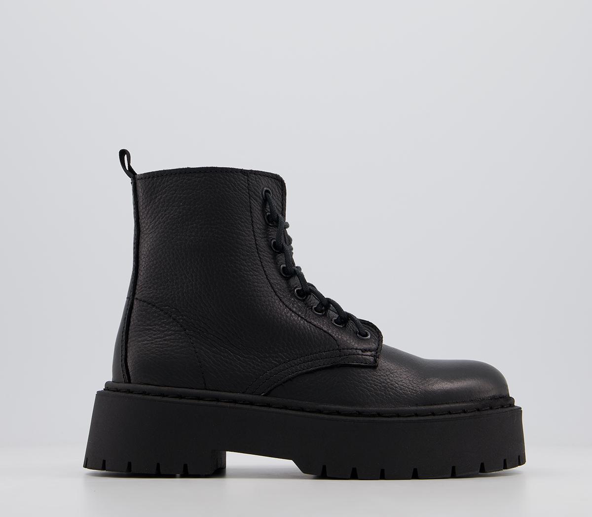 OFFICEAccord Lace Up Ankle BootsBlack Leather