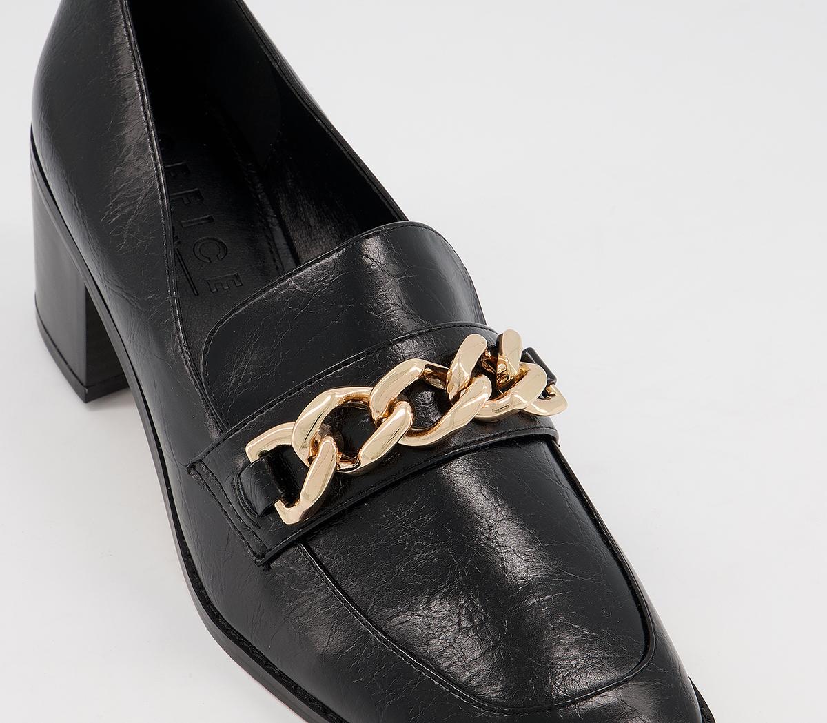 OFFICE Master Trim Detail Block Heel Loafers Black - Mid Heels