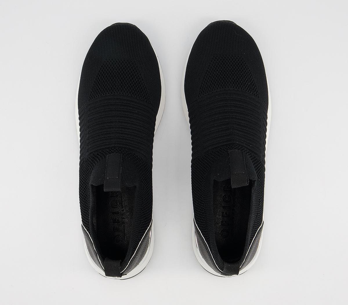 OFFICE Finely Knitted Slip On Runners Black Knit Flat Shoes for Women