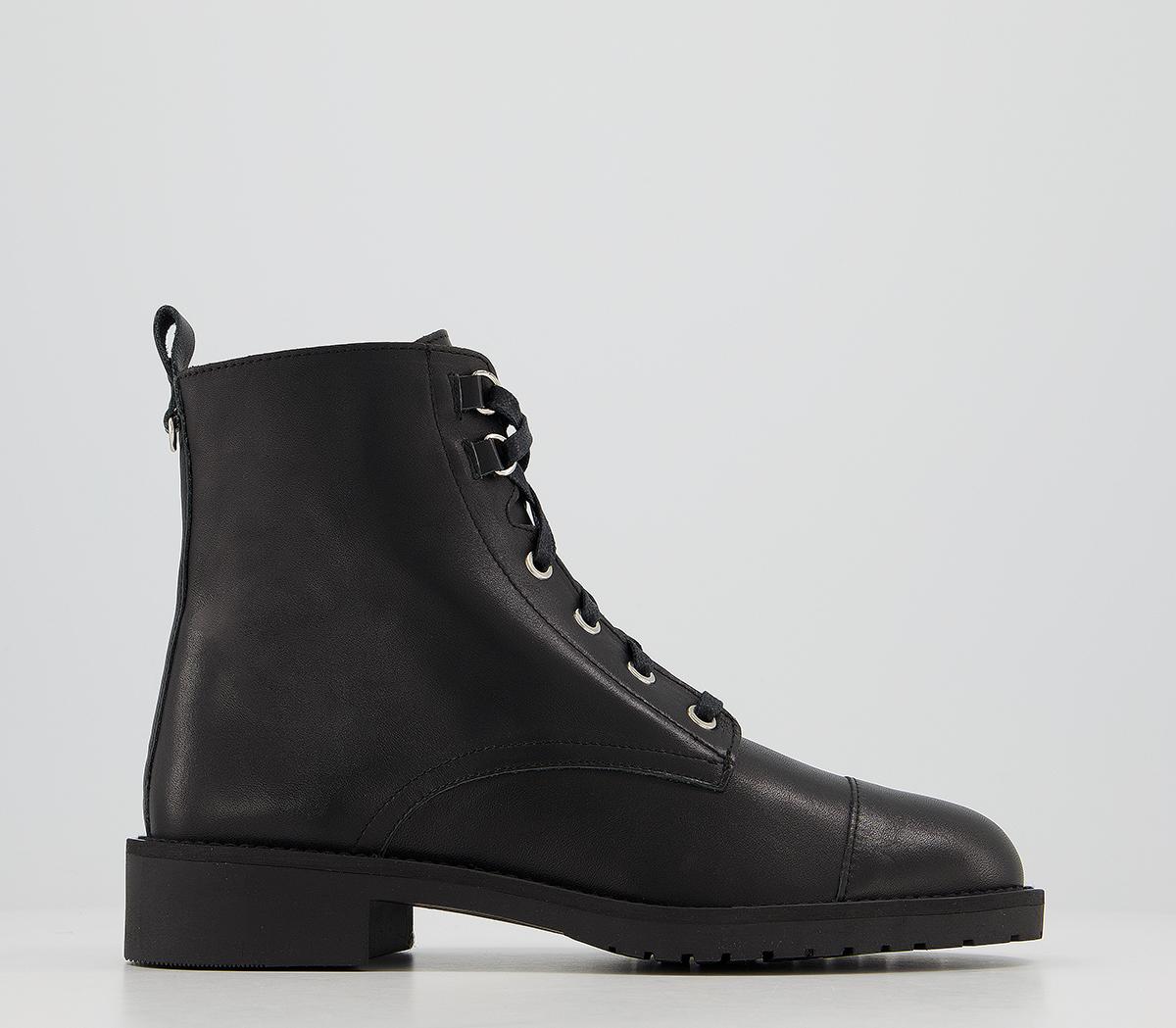 OFFICEAmbition Lace Up With Hardware BootsBlack Leather