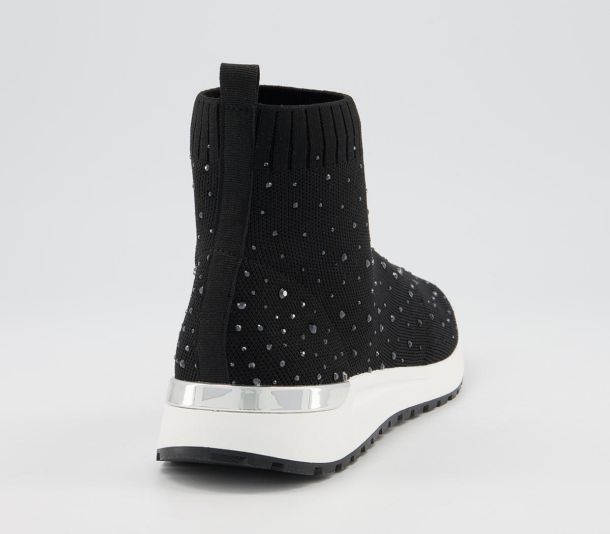 OFFICEFleet Embellished Sock RunnersBlack Knit With Embellishment