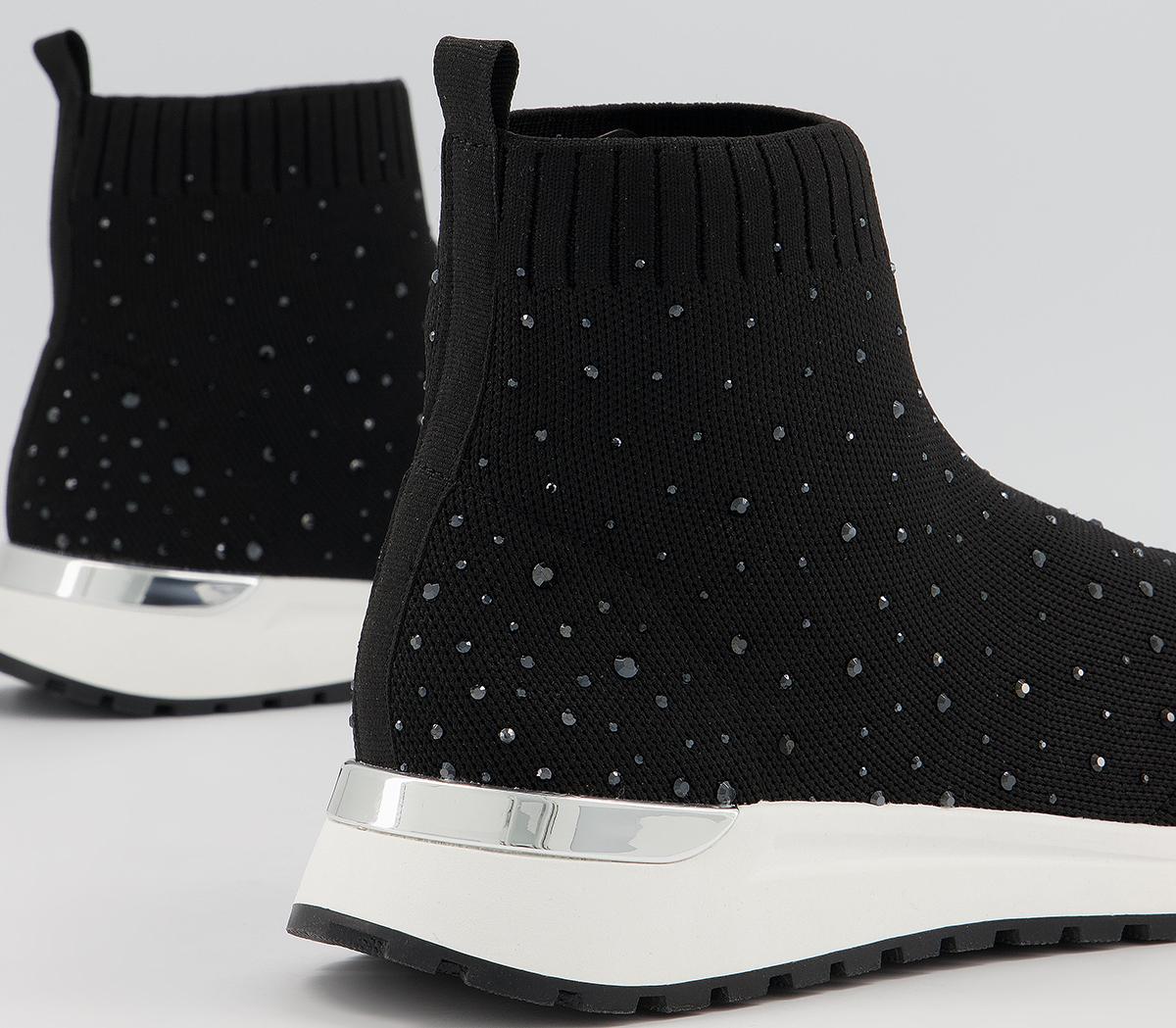 OFFICEFleet Embellished Sock RunnersBlack Knit With Embellishment