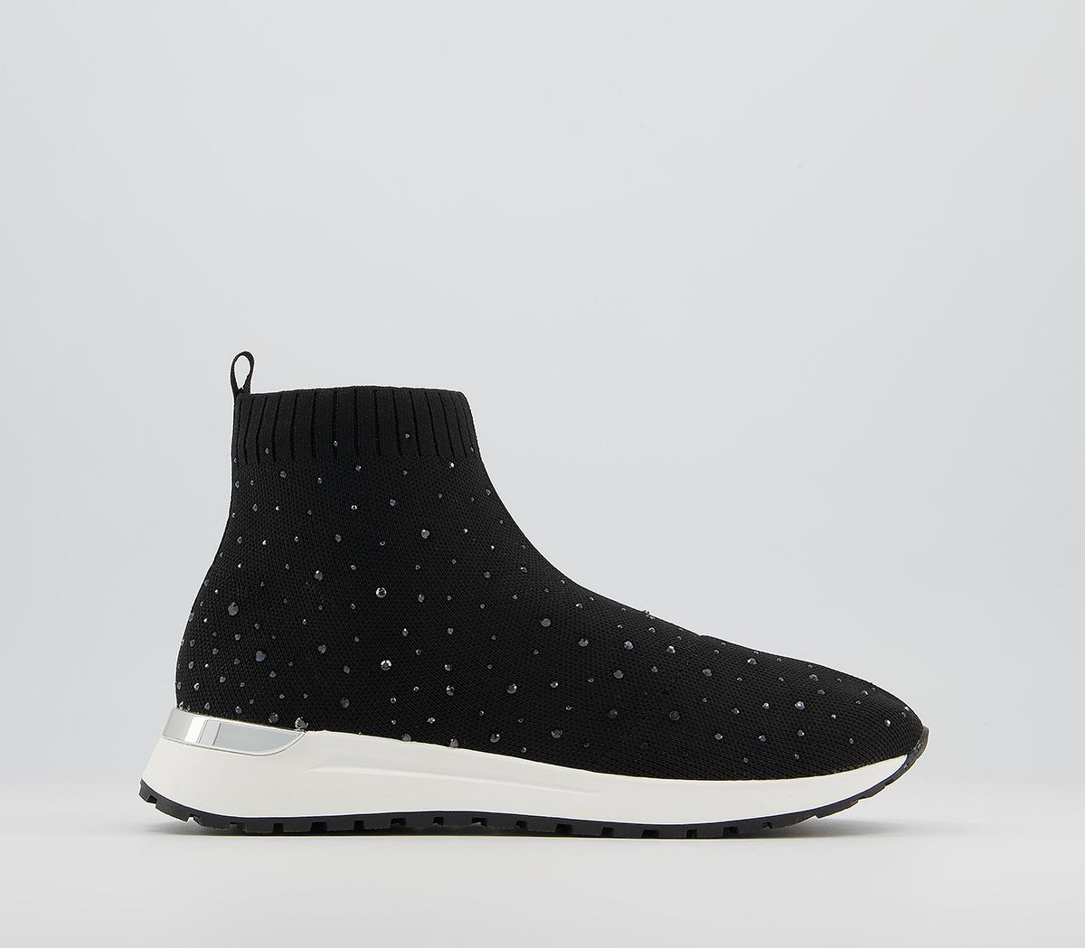 OFFICE Fleet Embellished Sock Runners Black Knit With