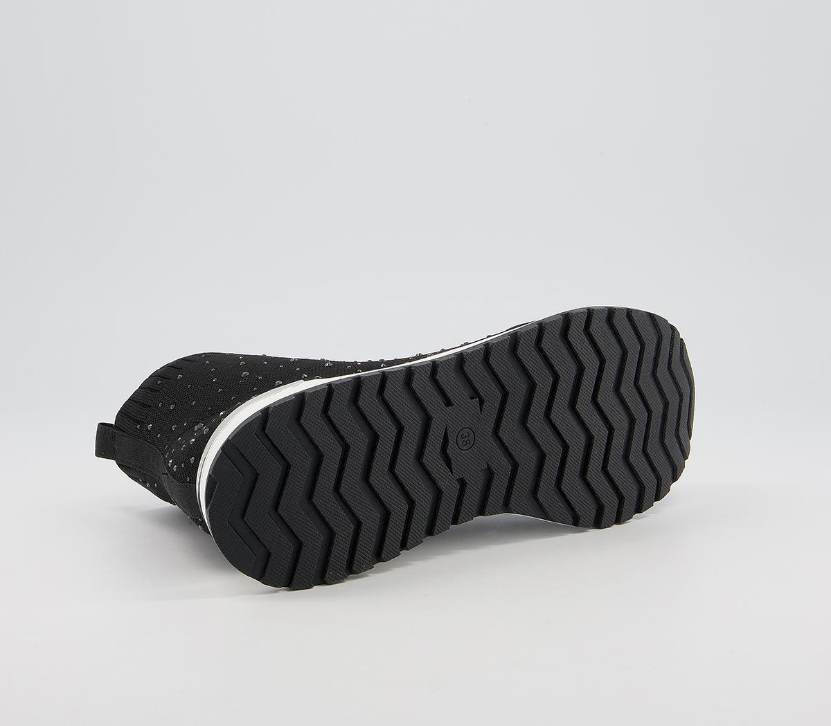OFFICEFleet Embellished Sock RunnersBlack Knit With Embellishment