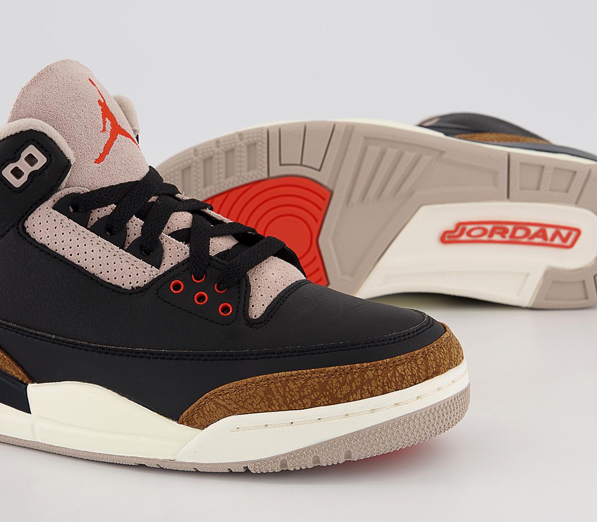 Jordan Jordan 3 Trainers Jordan Jordan 3 Trainers Black Rush Orange Fossil Stone Sail