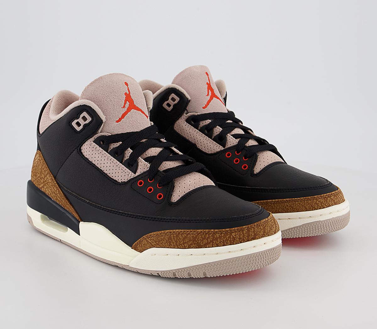 Jordan Jordan 3 Trainers Black Rush Orange Fossil Stone Sail - Men's ...