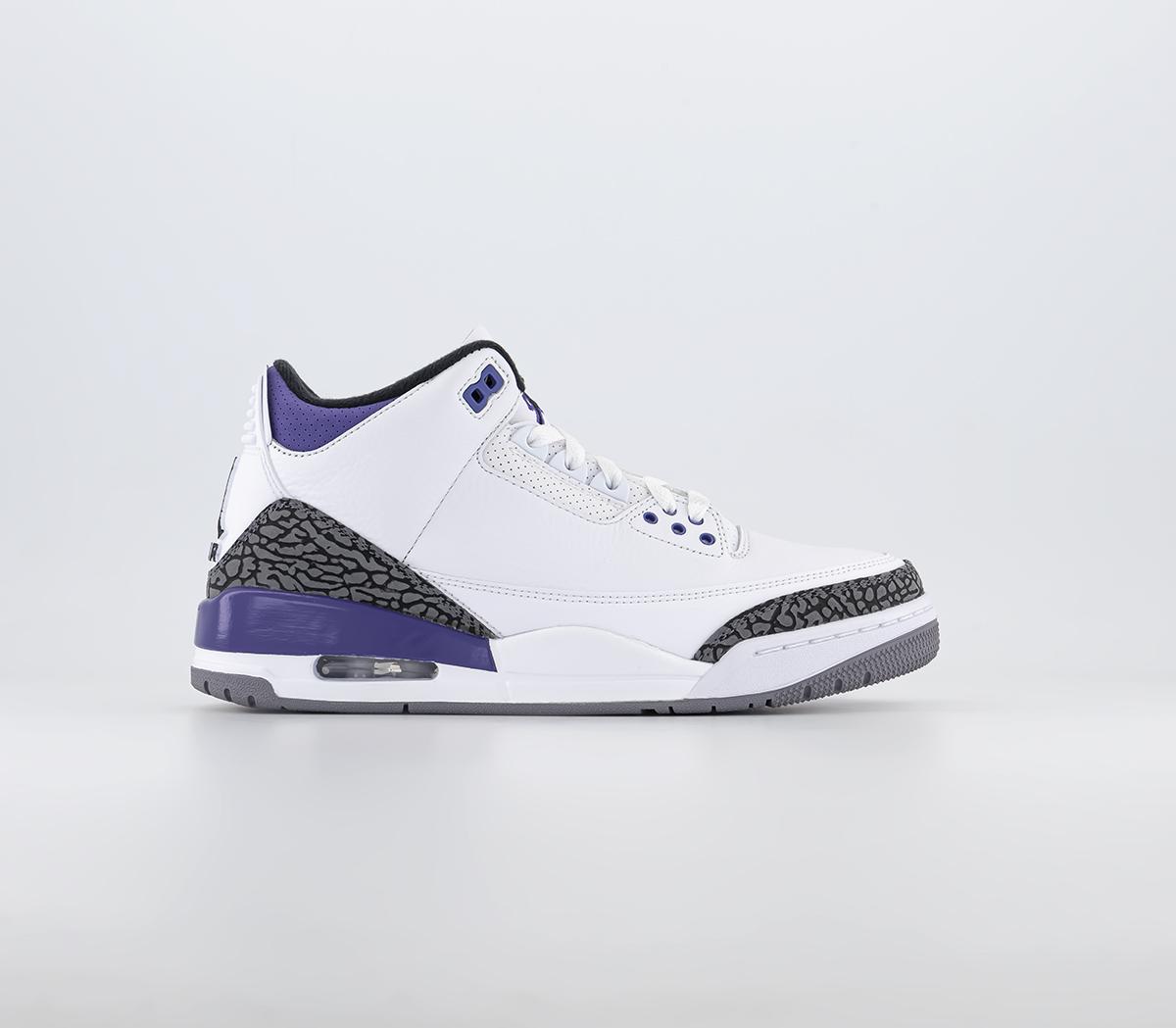 Jordan Jordan 3 Trainers White Black Dark Iris Violet Haze - Men's Trainers