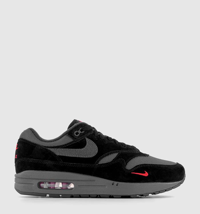 Nike Air Max 1 Trainers Black Anthracite University Red