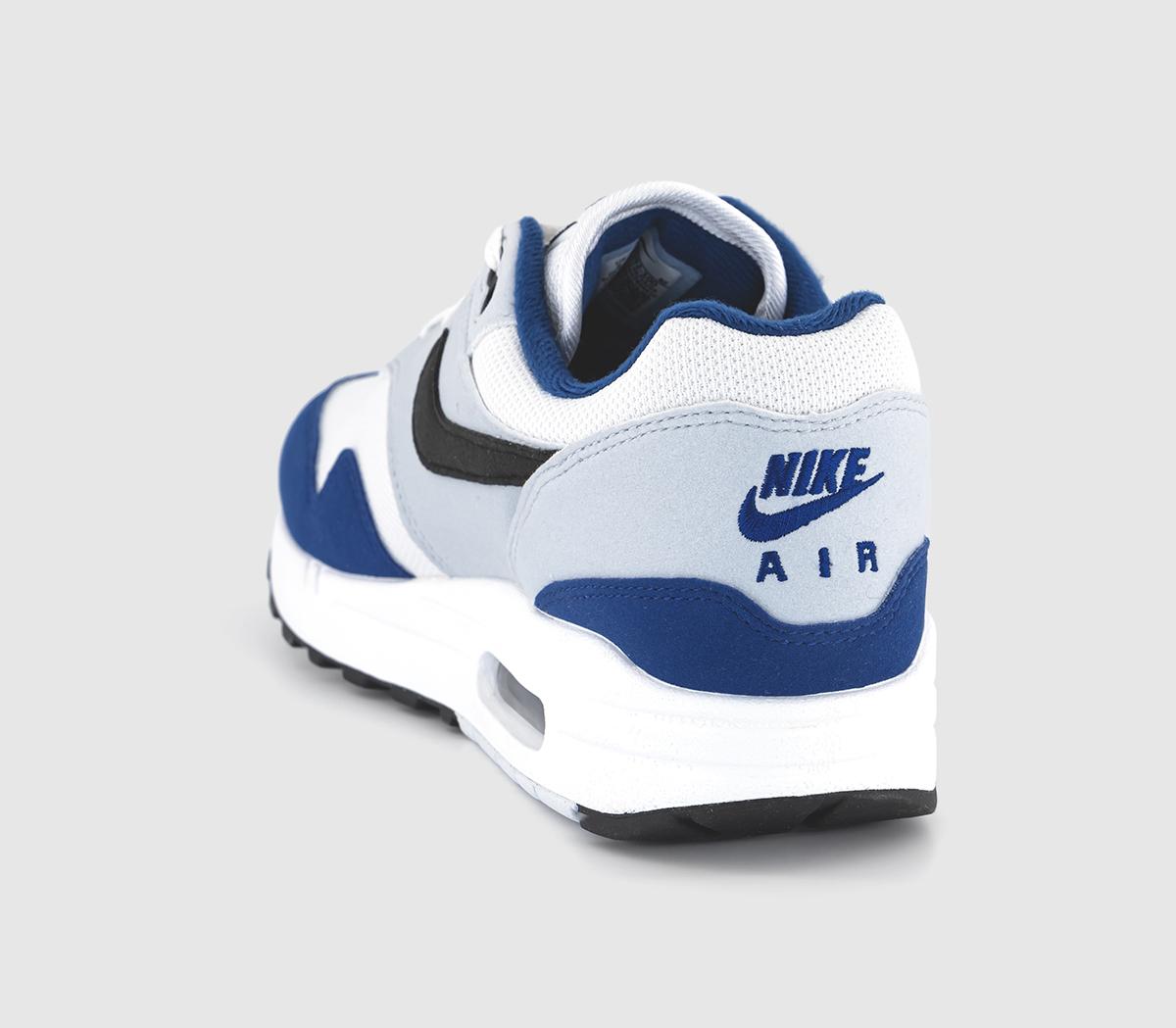 NikeAir Max 1 TrainersWhite Black Deep Royal Blue Pure Platinum