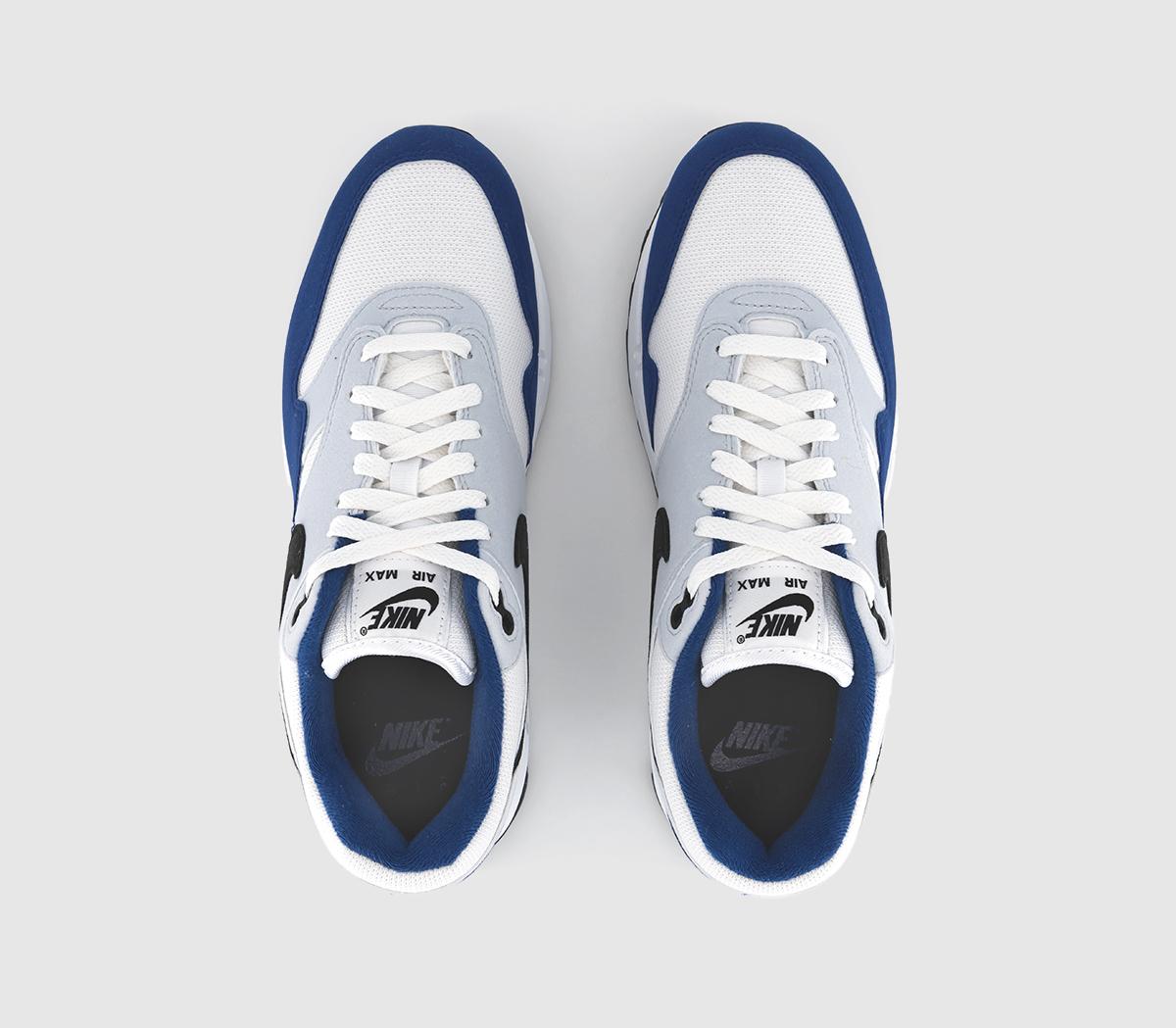 NikeAir Max 1 TrainersWhite Black Deep Royal Blue Pure Platinum