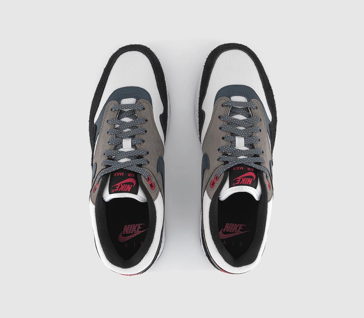 NikeAir Max 1 TrainersWhite Slate Blue Black Soft Grey