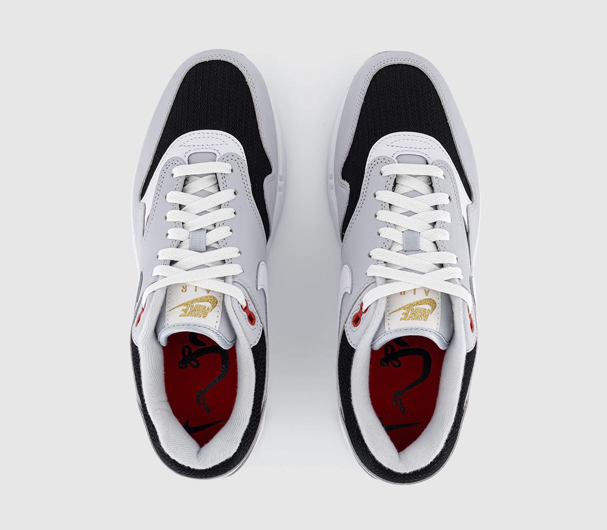 NikeAir Max 1 TrainersPure Platinum White Black Sport Red