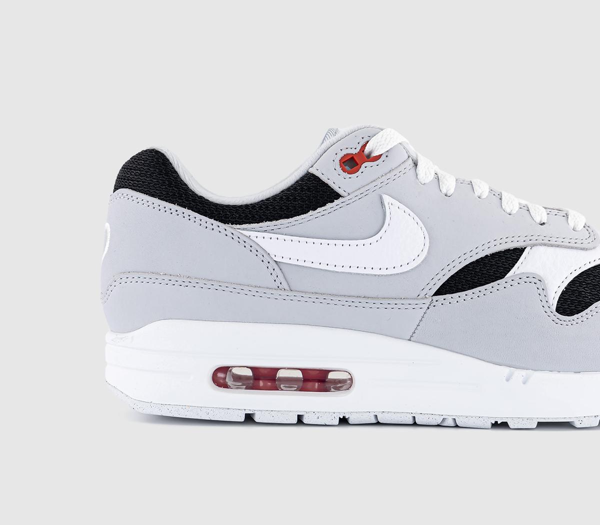 NikeAir Max 1 TrainersPure Platinum White Black Sport Red