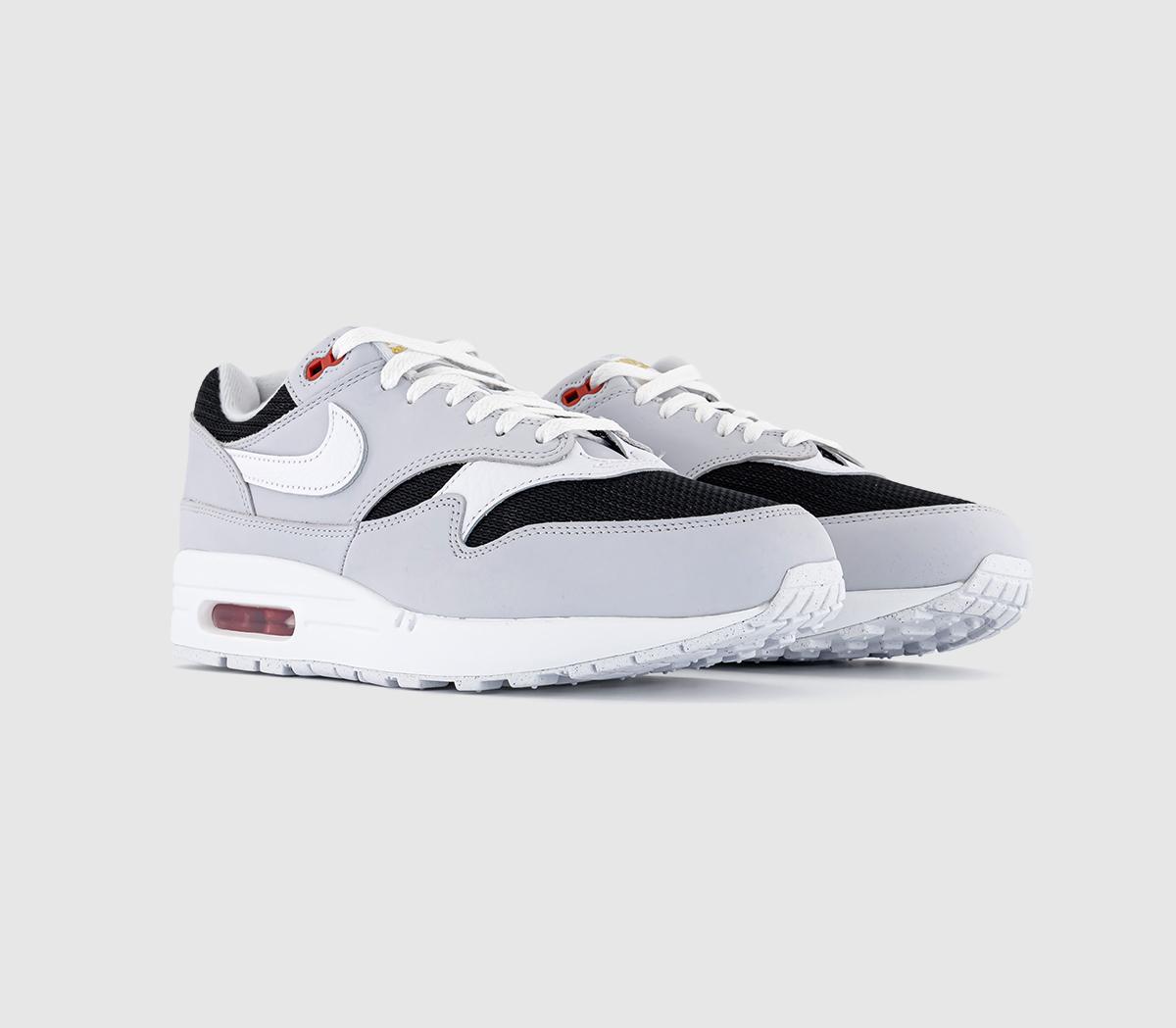 NikeAir Max 1 TrainersPure Platinum White Black Sport Red