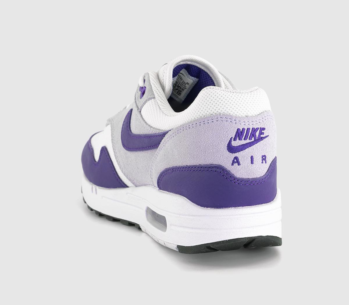 NikeAir Max 1 TrainersWhite Field Purple Football Grey Black