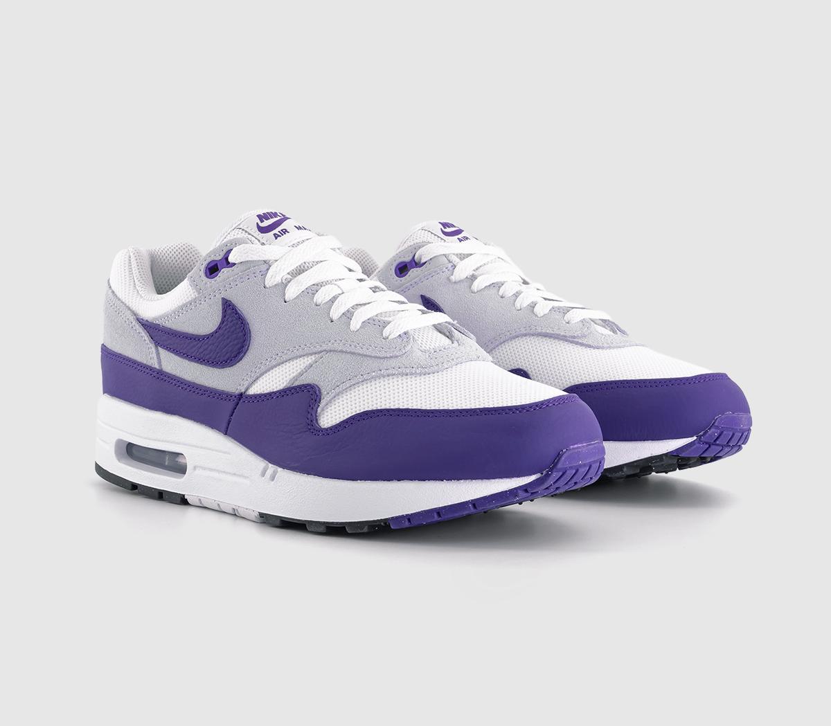 NikeAir Max 1 TrainersWhite Field Purple Football Grey Black