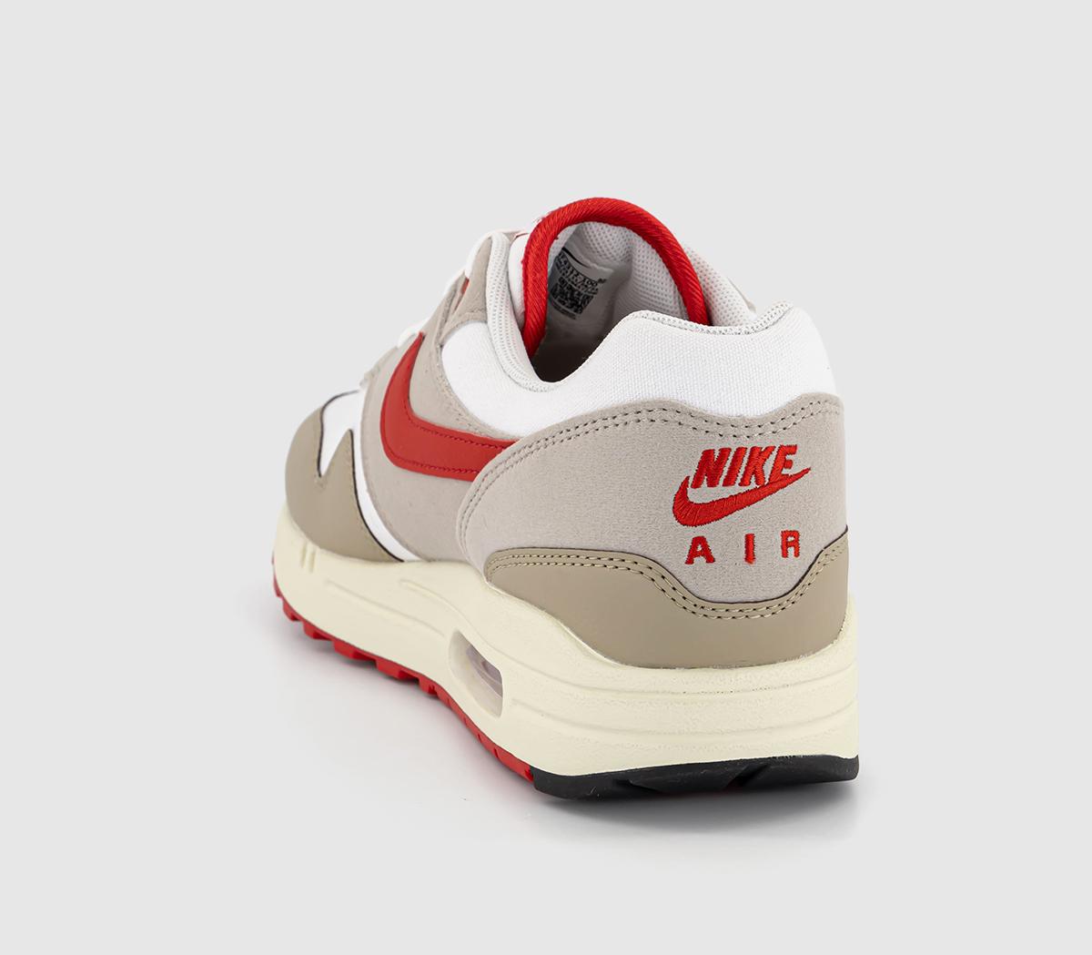 NikeAir Max 1 TrainersWhite University Red Cream Limestone