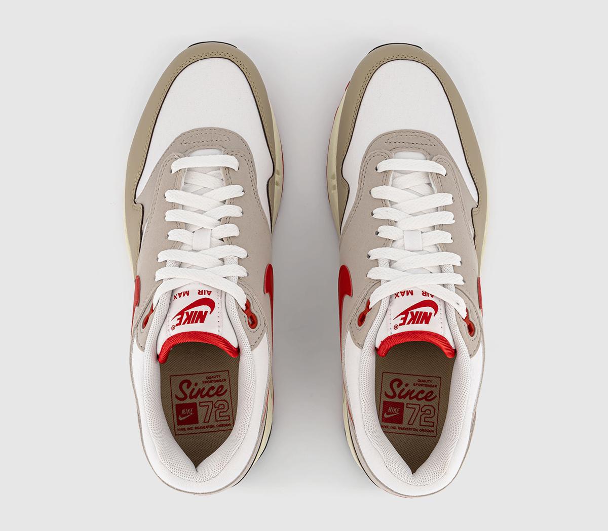 NikeAir Max 1 TrainersWhite University Red Cream Limestone