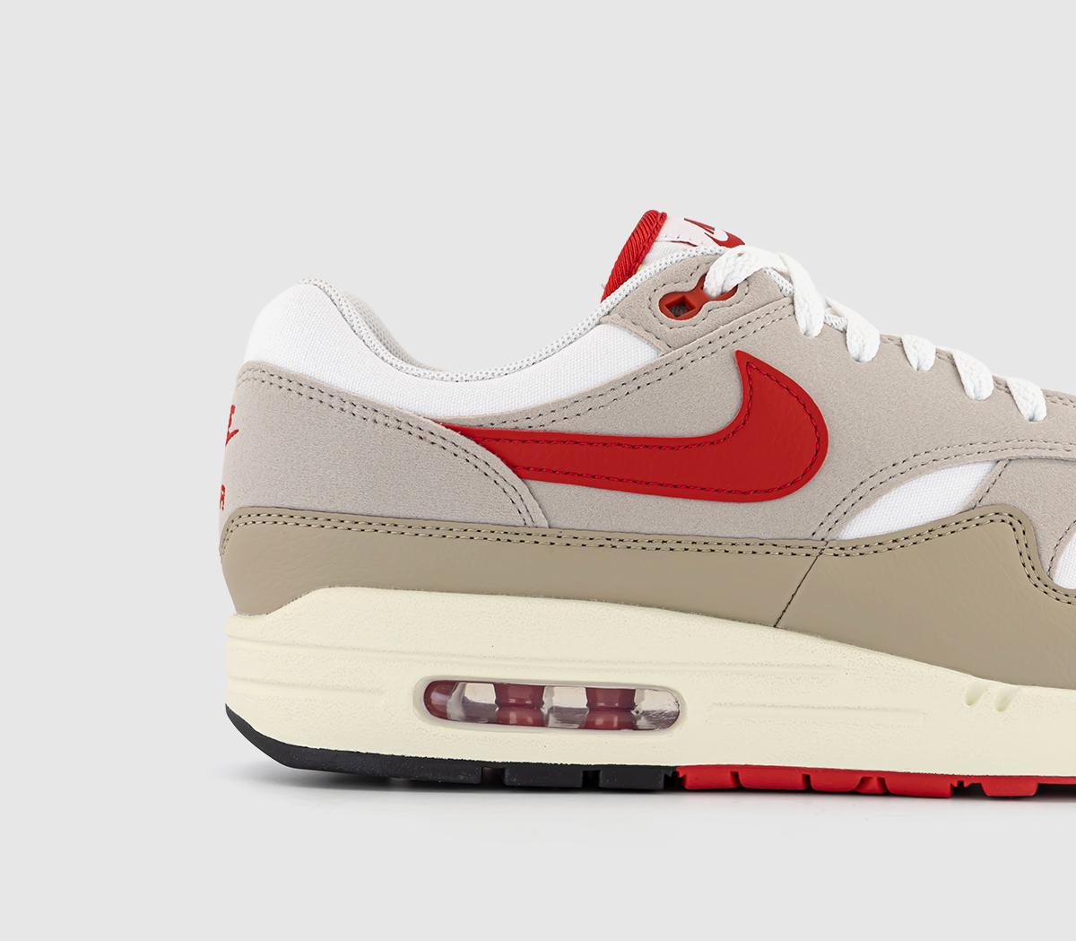 NikeAir Max 1 TrainersWhite University Red Cream Limestone