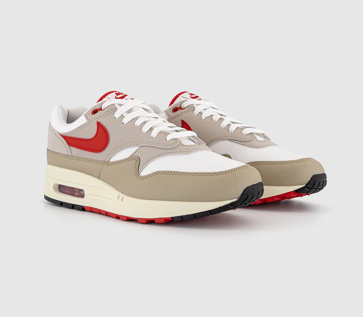 NikeAir Max 1 TrainersWhite University Red Cream Limestone