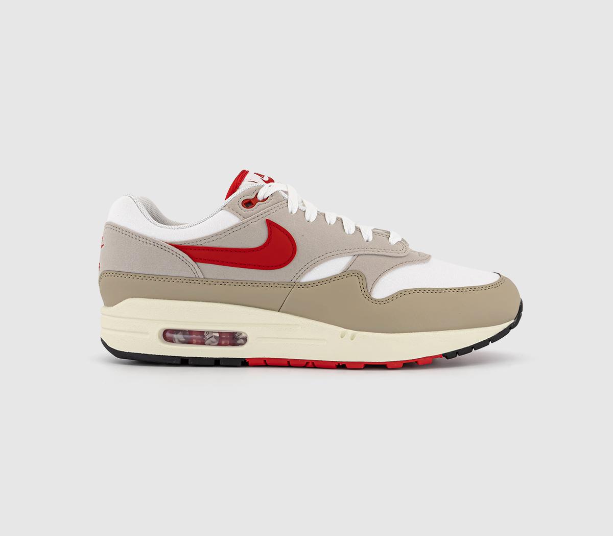 NikeAir Max 1 TrainersWhite University Red Cream Limestone