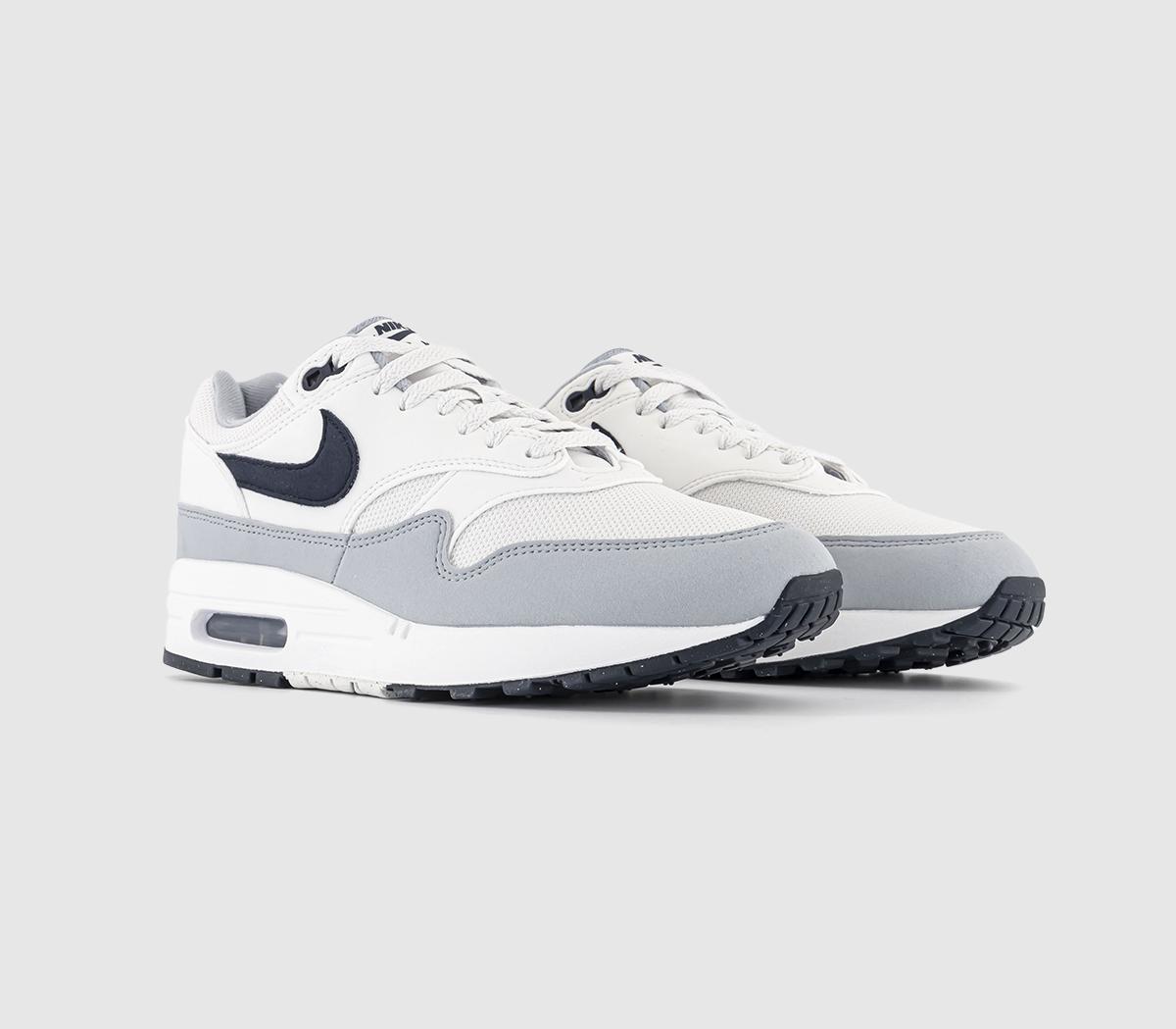 NikeAir Max 1 TrainersPlatinum Tint Dark Obsidian Wolf Grey