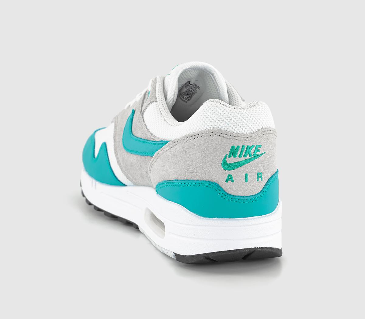 NikeAir Max 1 Trainers Neutral Grey Clear Jade White Black