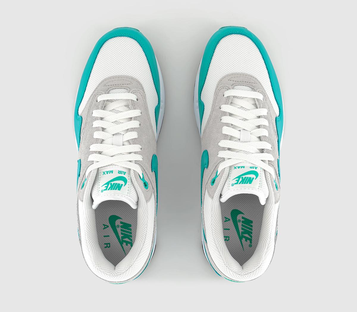 NikeAir Max 1 Trainers Neutral Grey Clear Jade White Black