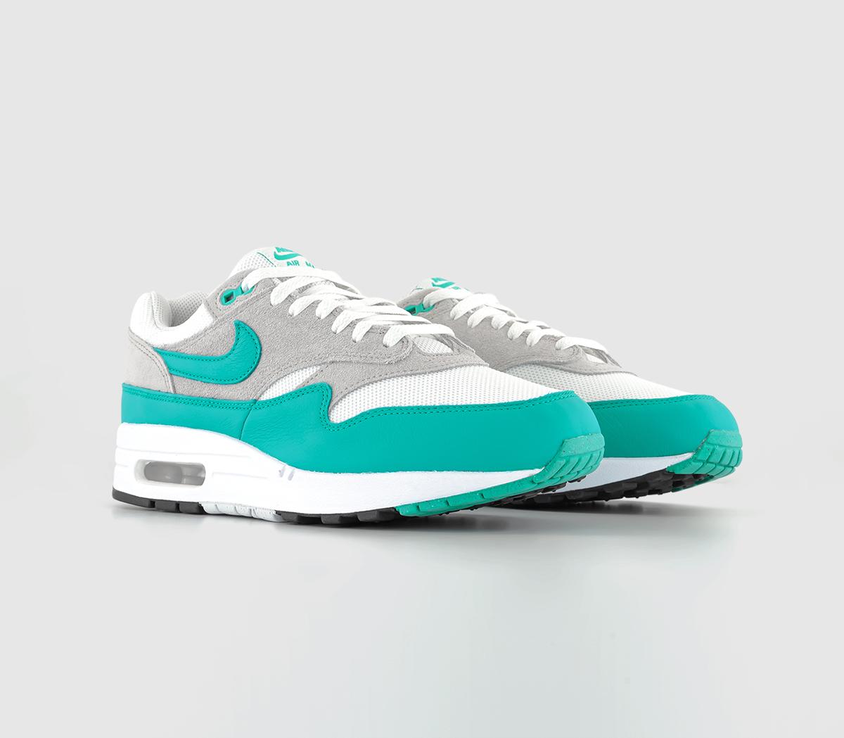 NikeAir Max 1 Trainers Neutral Grey Clear Jade White Black