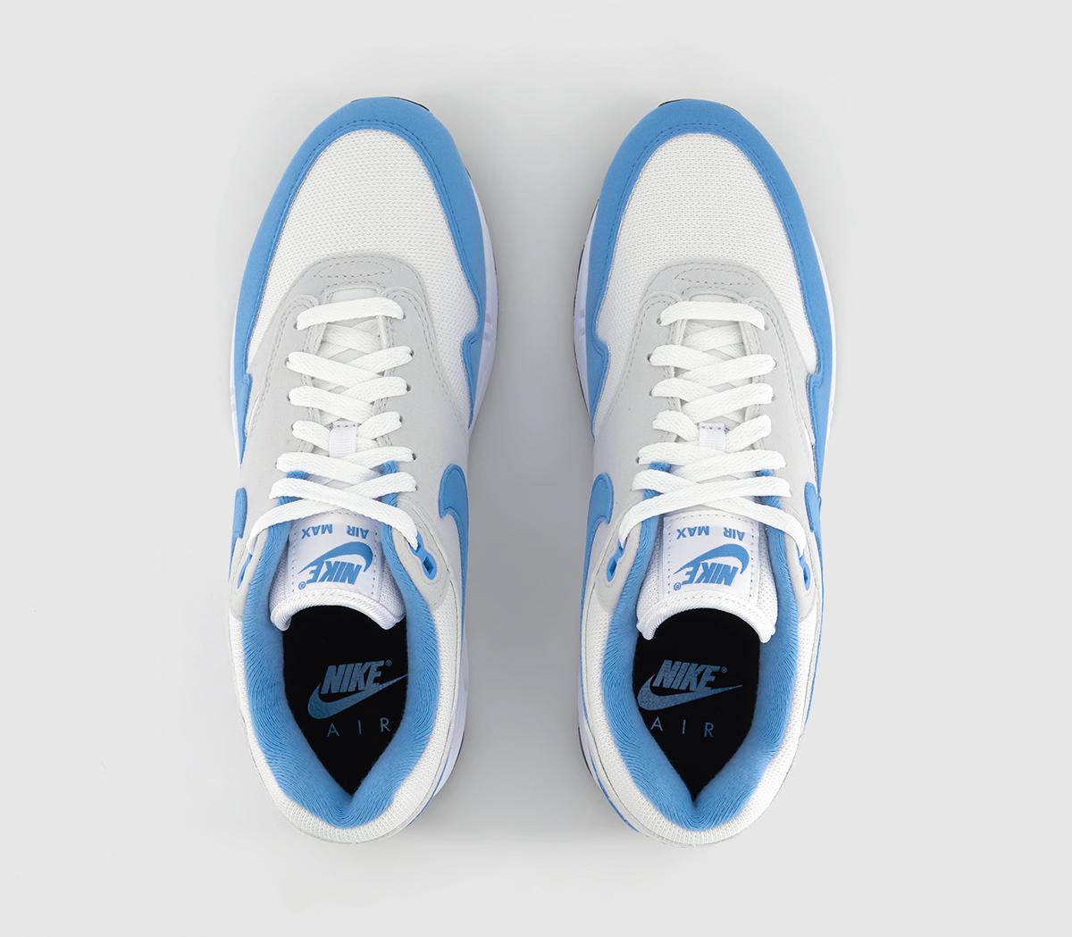 NikeAir Max 1 TrainersWhite University Blue Photon Dust Black