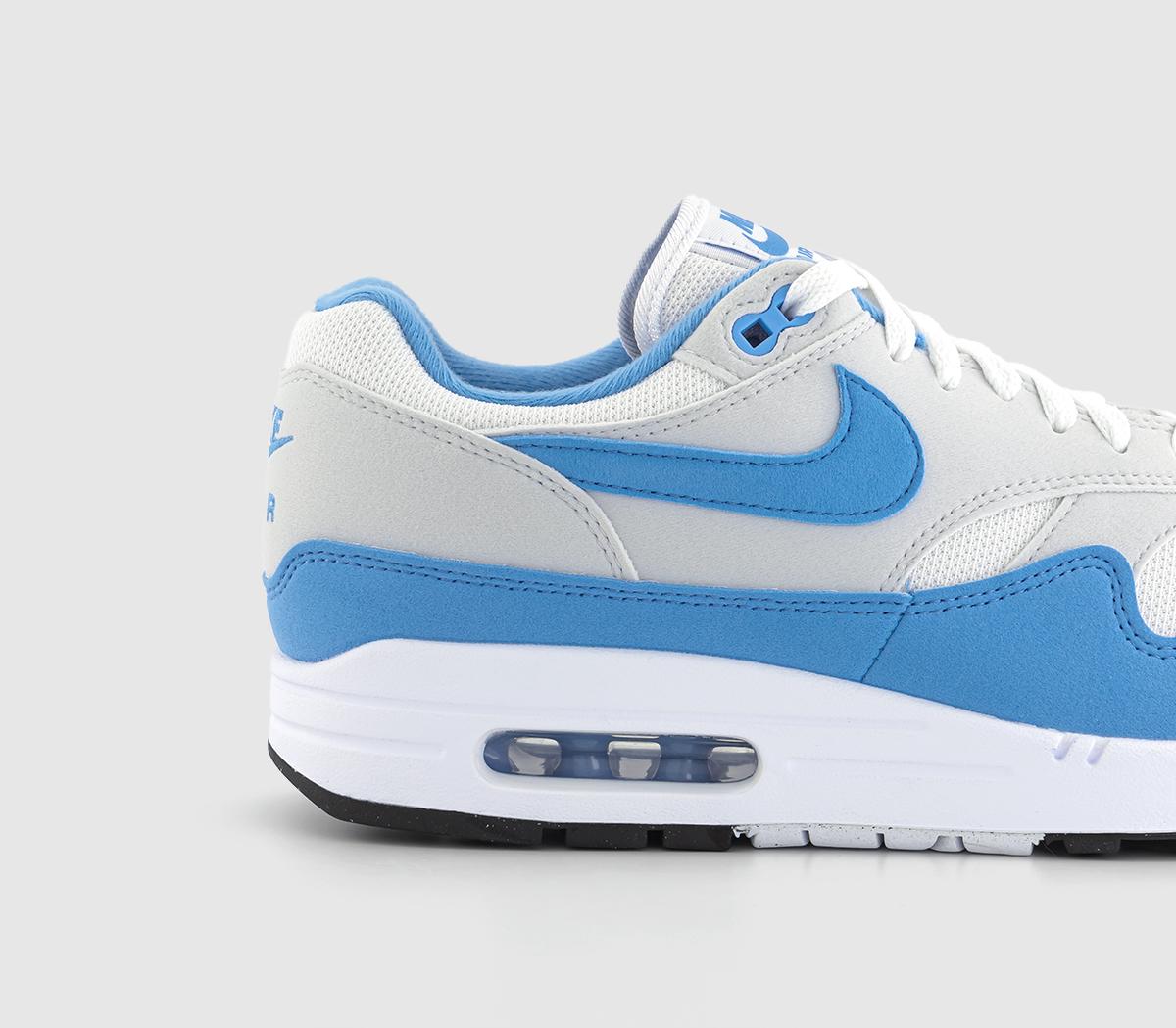 NikeAir Max 1 TrainersWhite University Blue Photon Dust Black