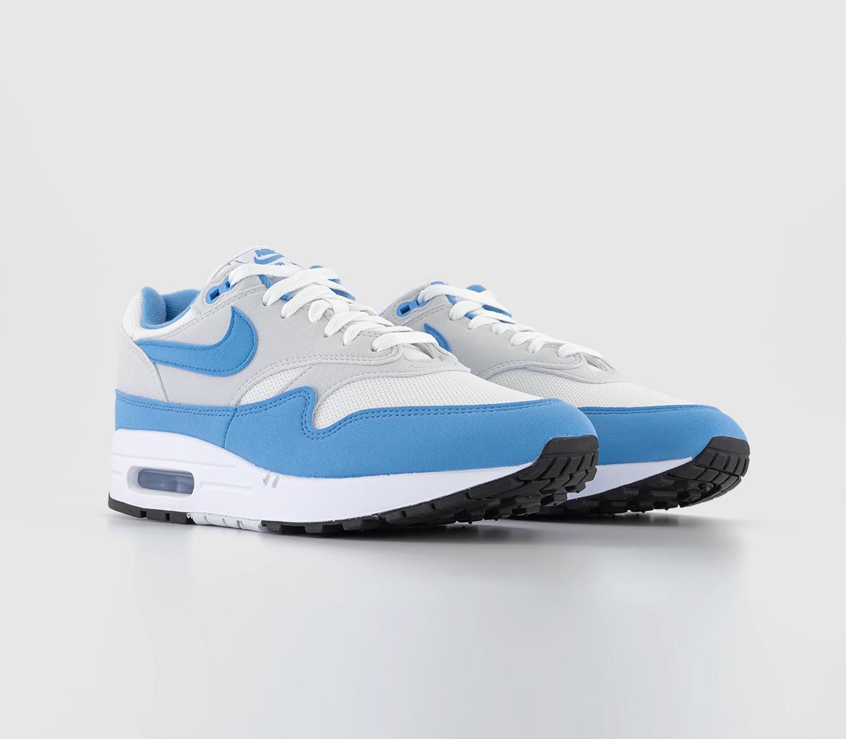 NikeAir Max 1 TrainersWhite University Blue Photon Dust Black