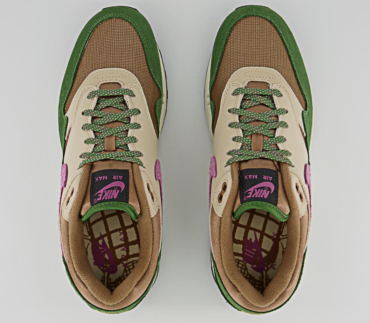 Nike Air Max 1 Trainers Nike Air Max 1 Trainers Treeline Light Bordeaux Dark Driftwood