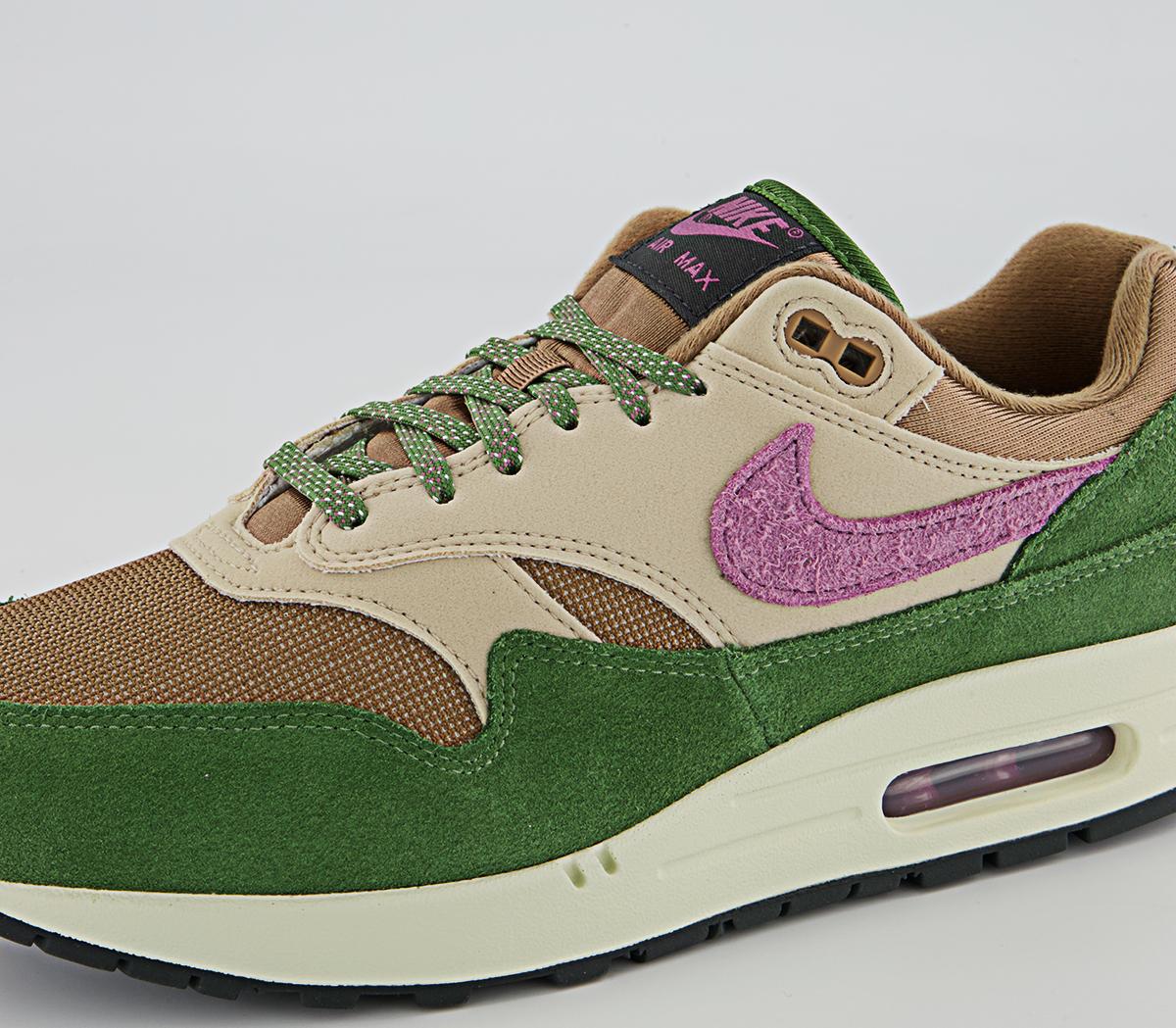 Nike Air Max 1 Trainers Nike Air Max 1 Trainers Treeline Light Bordeaux Dark Driftwood