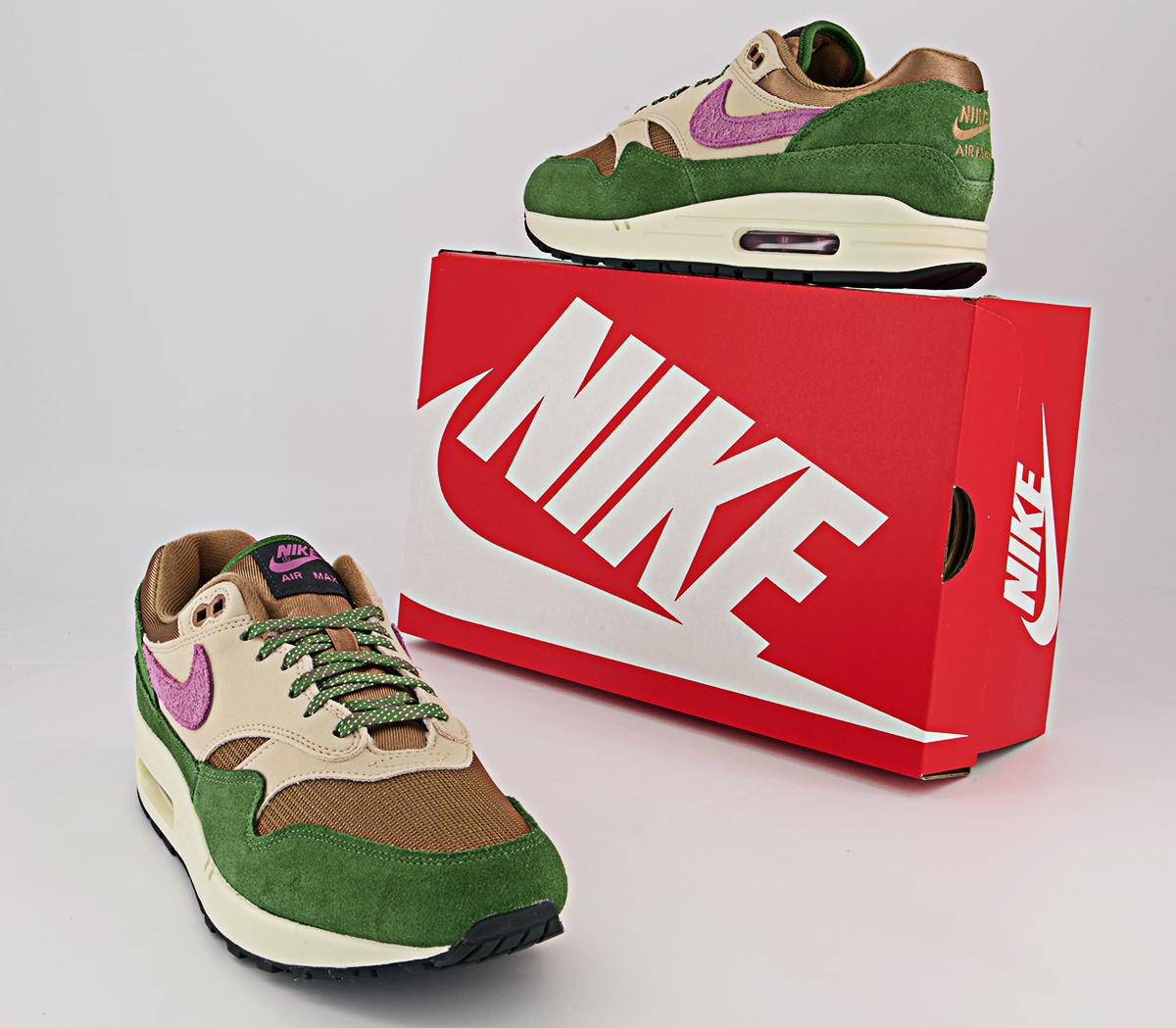 Nike Air Max 1 Trainers Nike Air Max 1 Trainers Treeline Light Bordeaux Dark Driftwood