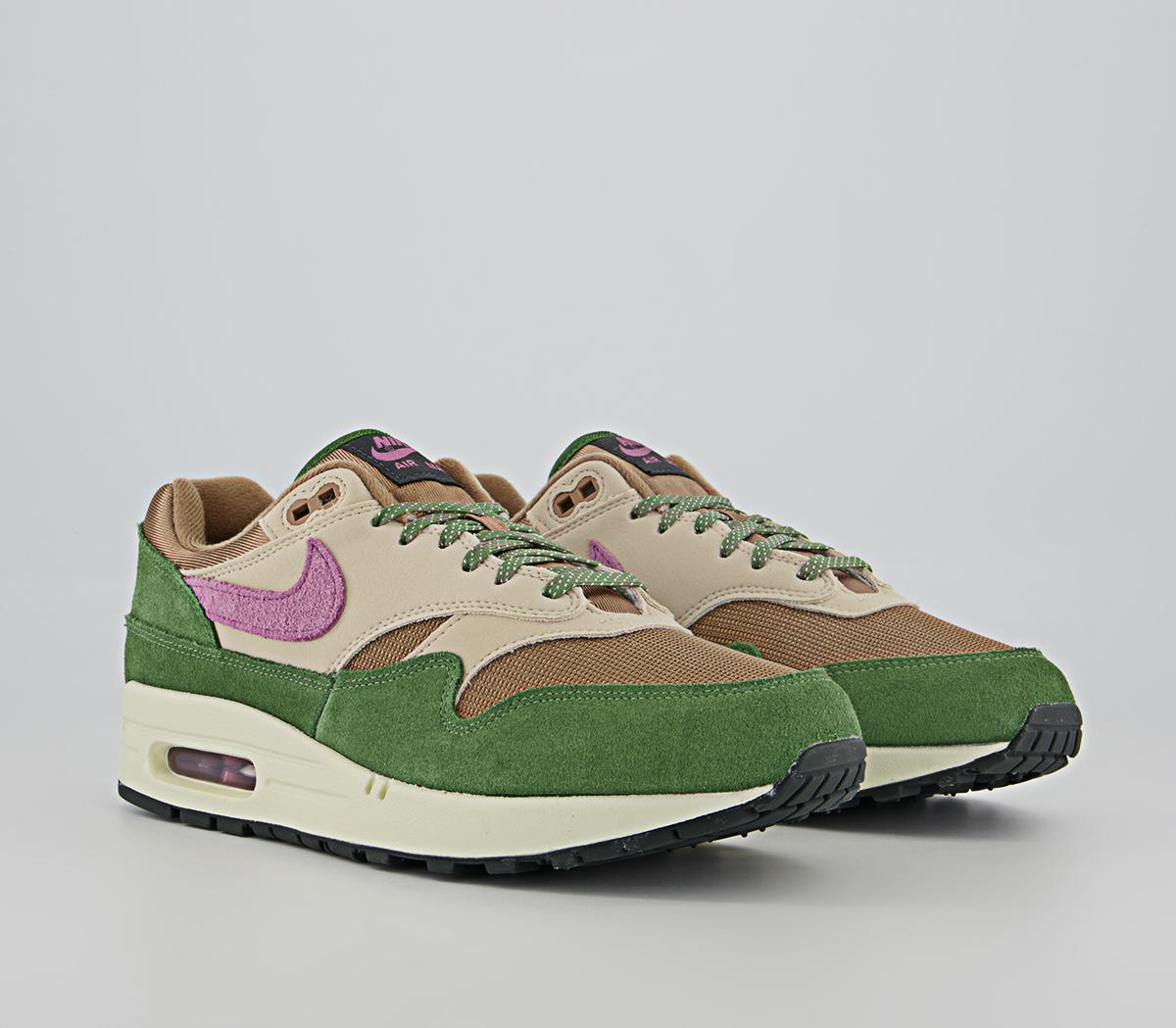 Nike Air Max 1 Trainers Treeline Light Bordeaux Dark Driftwood - Unisex ...